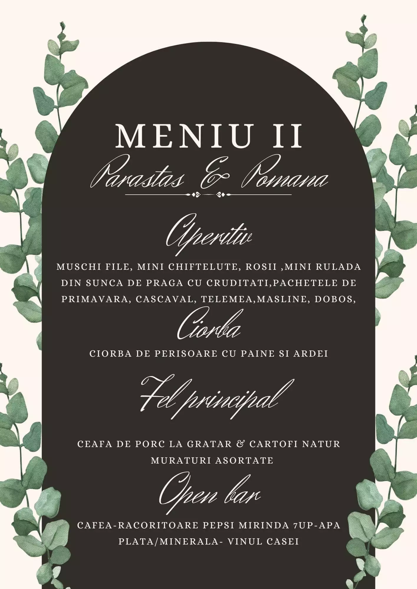 meniu parastas II pomana I rosu chiajna militari